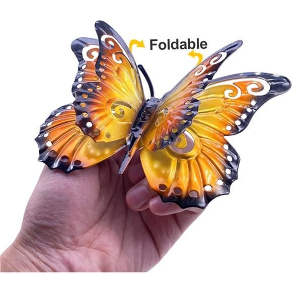 Metal Butterfly Wall Art Decor-6.5" Outdoor Fence Decoration, Hanging for Garden - Picture 5 of 7